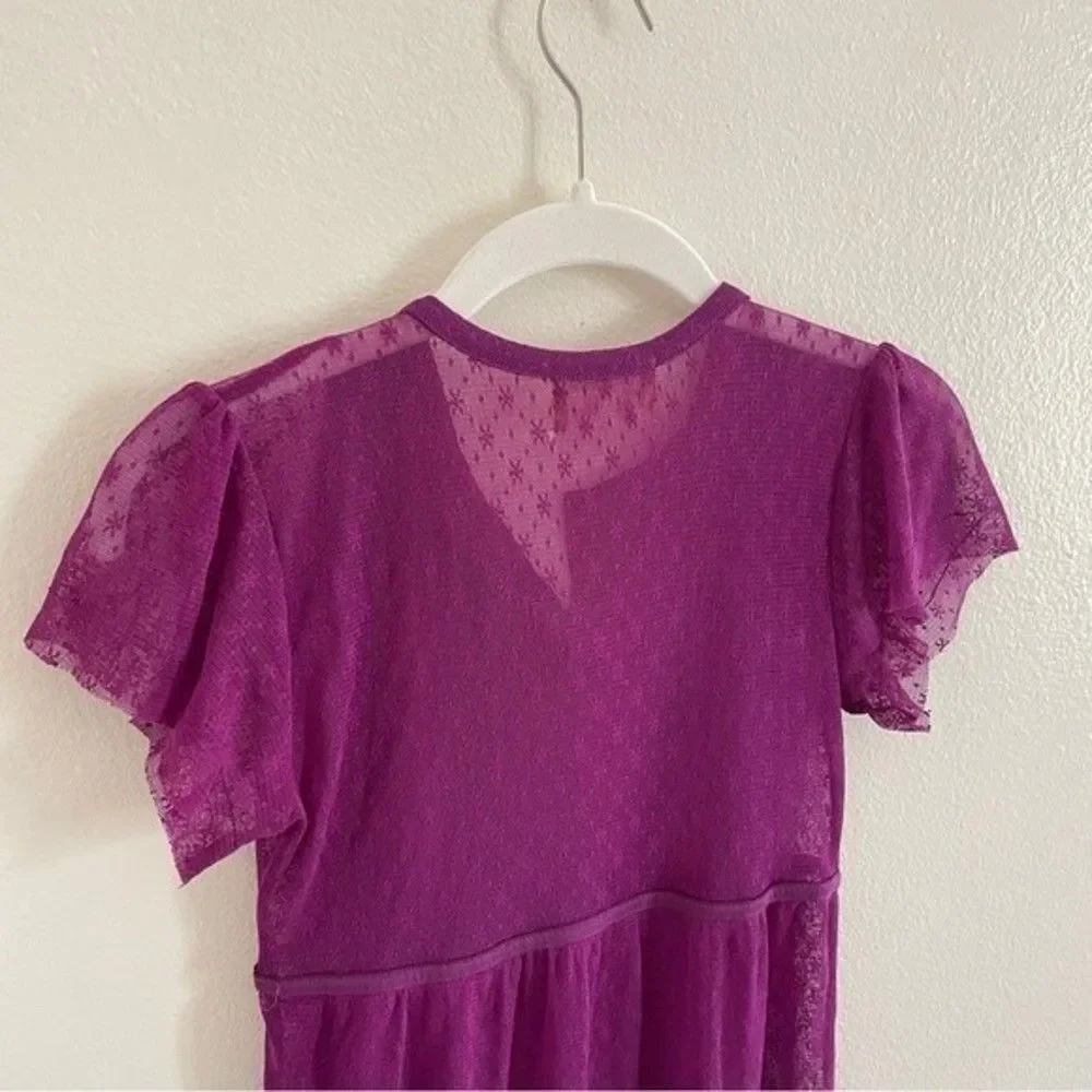 Y2K Free People Vintage Purple Whimsy Top XS